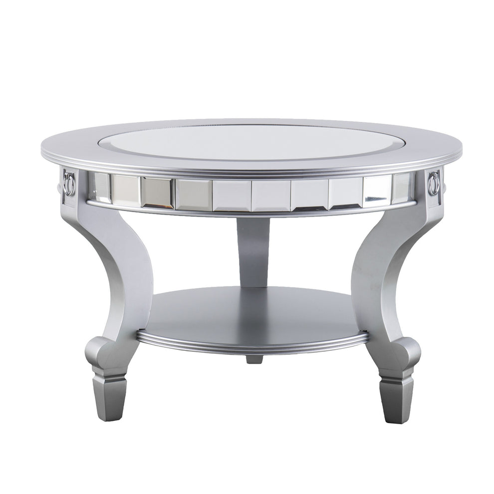 Silver Mirrored And Metal Round Mirrored Coffee Table By Homeroots | Coffee Tables | Modishstore - 2