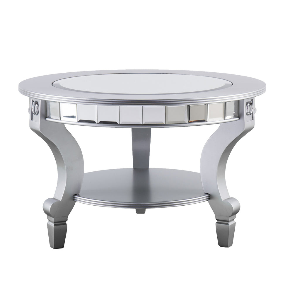 Silver Mirrored And Metal Round Mirrored Coffee Table By Homeroots | Coffee Tables | Modishstore - 4