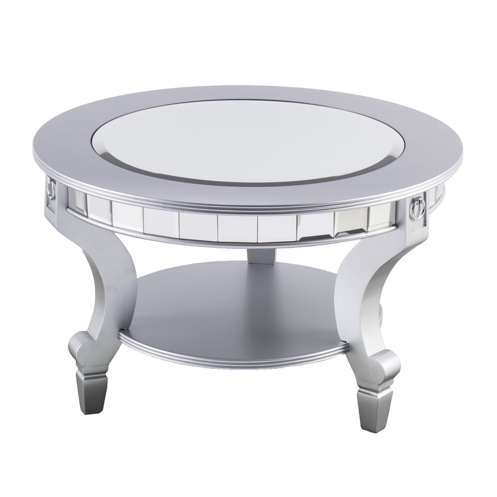 Silver Mirrored And Metal Round Mirrored Coffee Table By Homeroots | Coffee Tables | Modishstore - 5