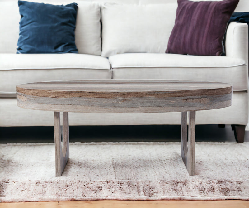 Brown Solid Manufactured Wood Oval Coffee Table By Homeroots | Coffee Tables | Modishstore - 1