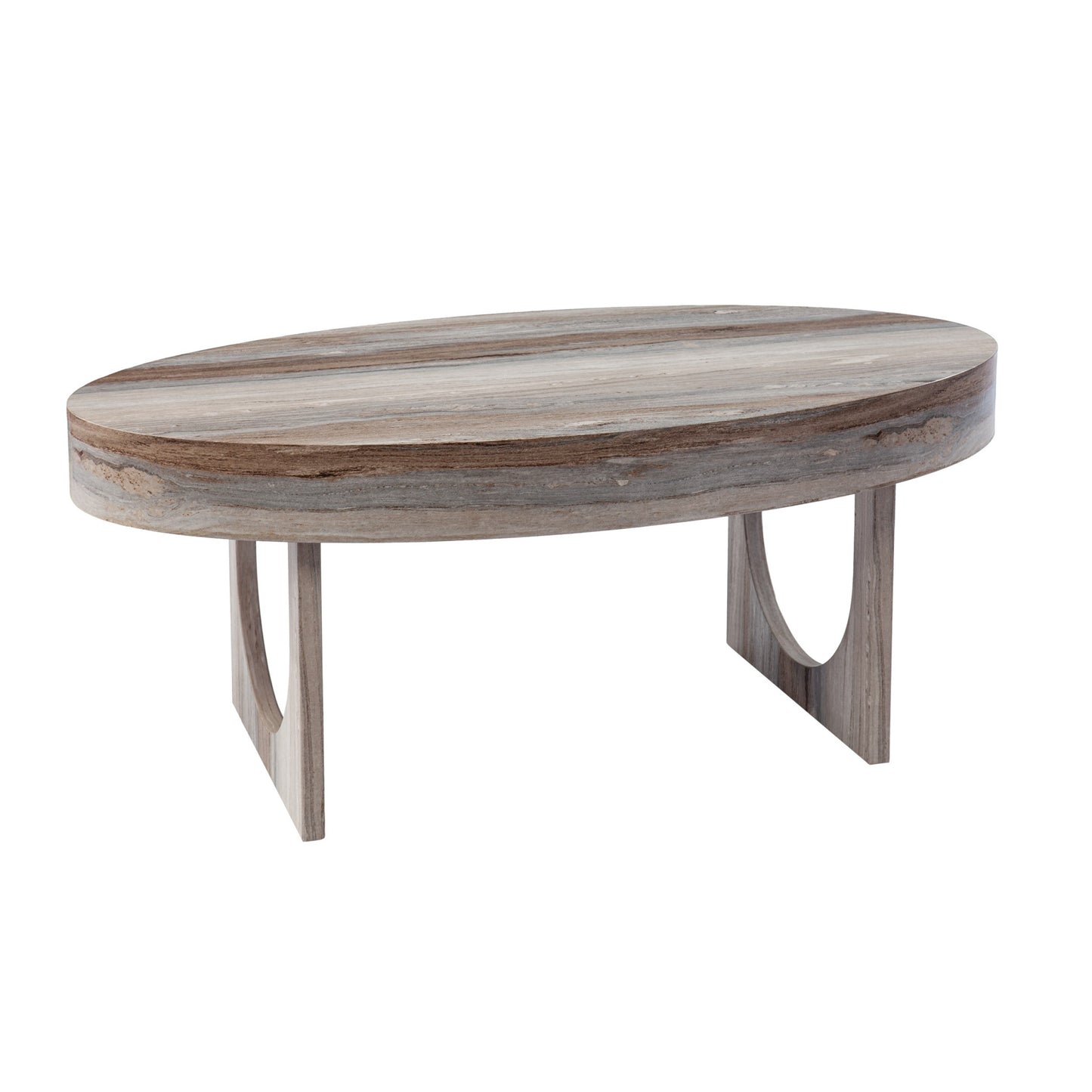 Brown Solid Manufactured Wood Oval Coffee Table By Homeroots | Coffee Tables | Modishstore - 2