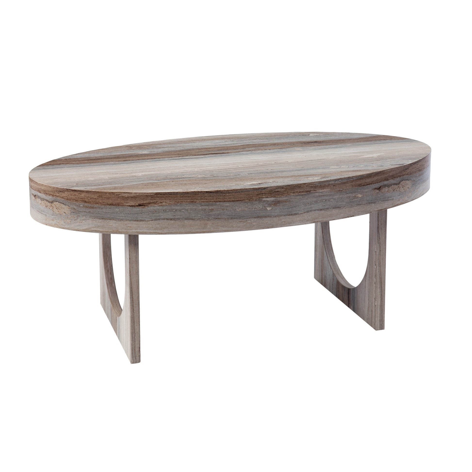 Brown Solid Manufactured Wood Oval Coffee Table By Homeroots | Coffee Tables | Modishstore - 2