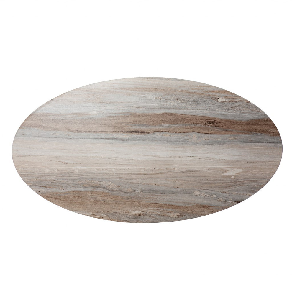 Brown Solid Manufactured Wood Oval Coffee Table By Homeroots | Coffee Tables | Modishstore - 4