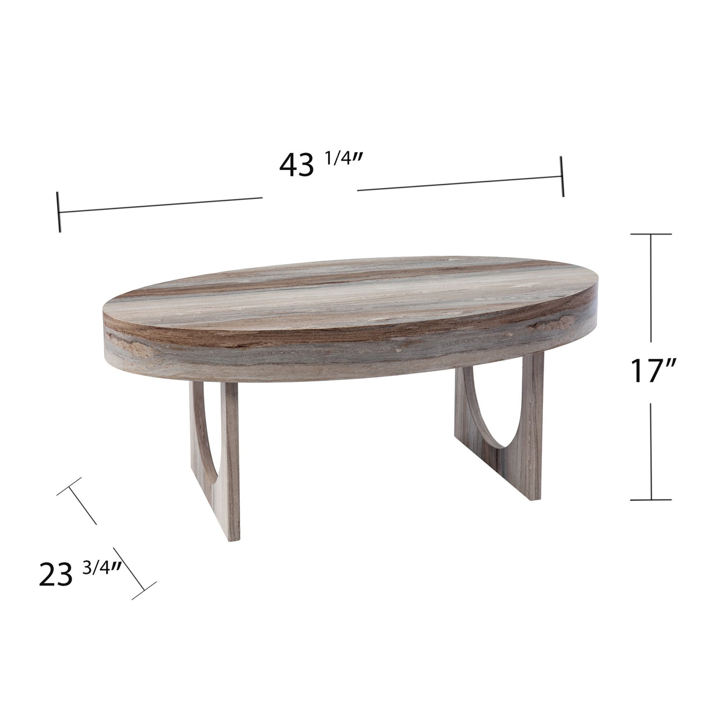 Brown Solid Manufactured Wood Oval Coffee Table By Homeroots | Coffee Tables | Modishstore - 6