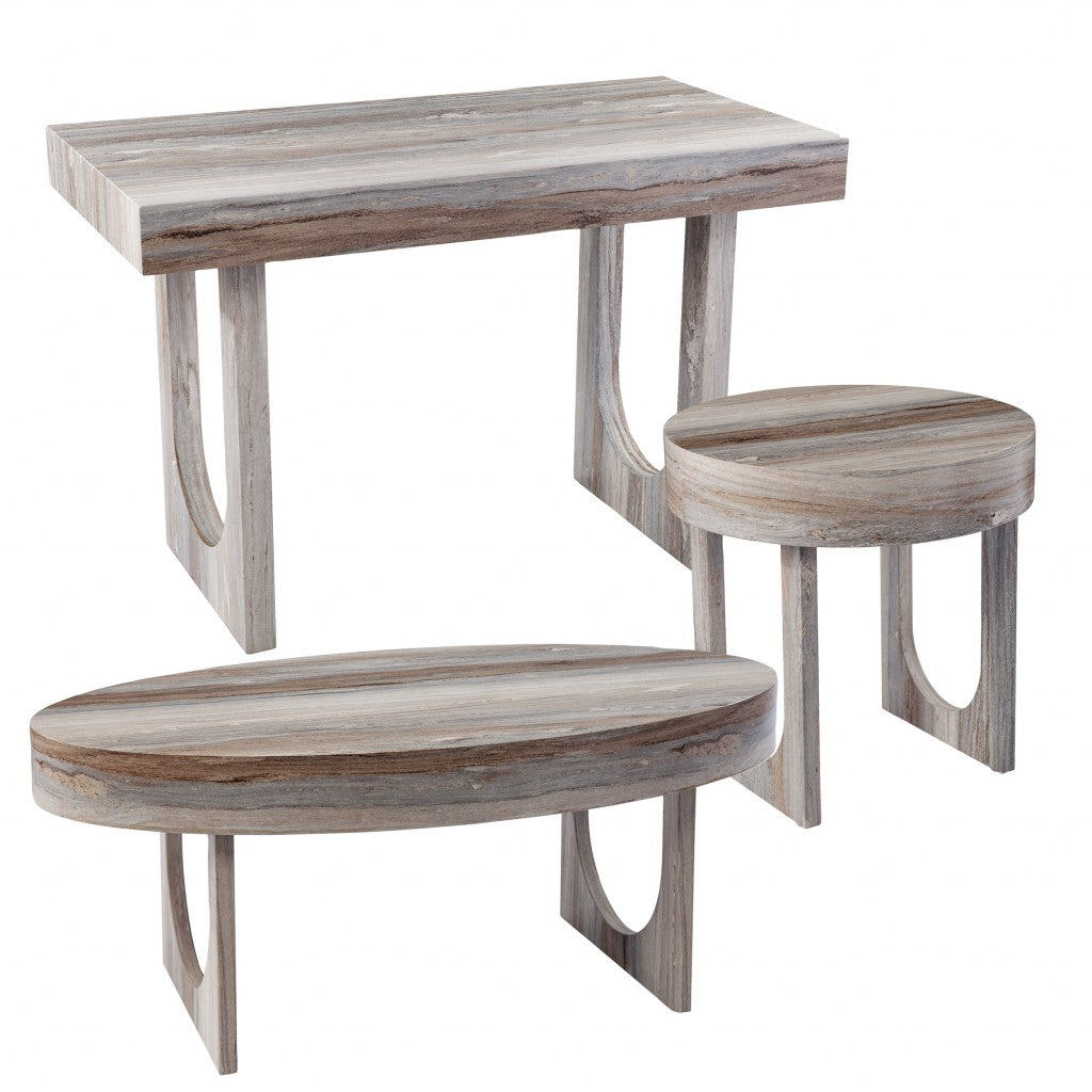 Brown Solid Manufactured Wood Oval Coffee Table By Homeroots | Coffee Tables | Modishstore - 5