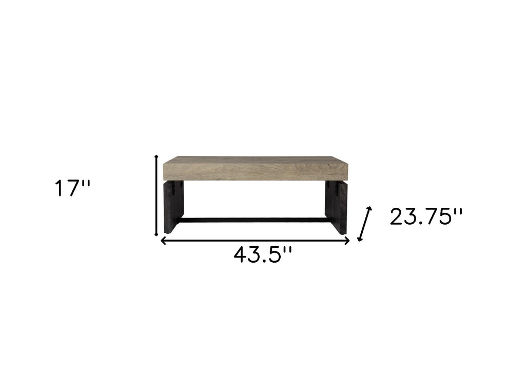 Natural And Black Chunky Wood With Iron Coffee Table By Homeroots | Coffee Tables | Modishstore - 3