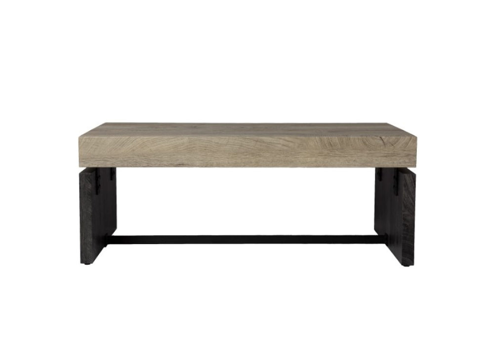 Natural And Black Chunky Wood With Iron Coffee Table By Homeroots | Coffee Tables | Modishstore - 4