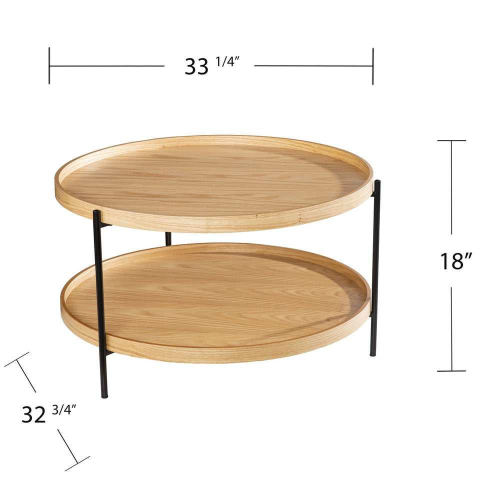 Natural and Black Wood and Metal Round Coffee Table By Homeroots | Coffee Tables | Modishstore - 4