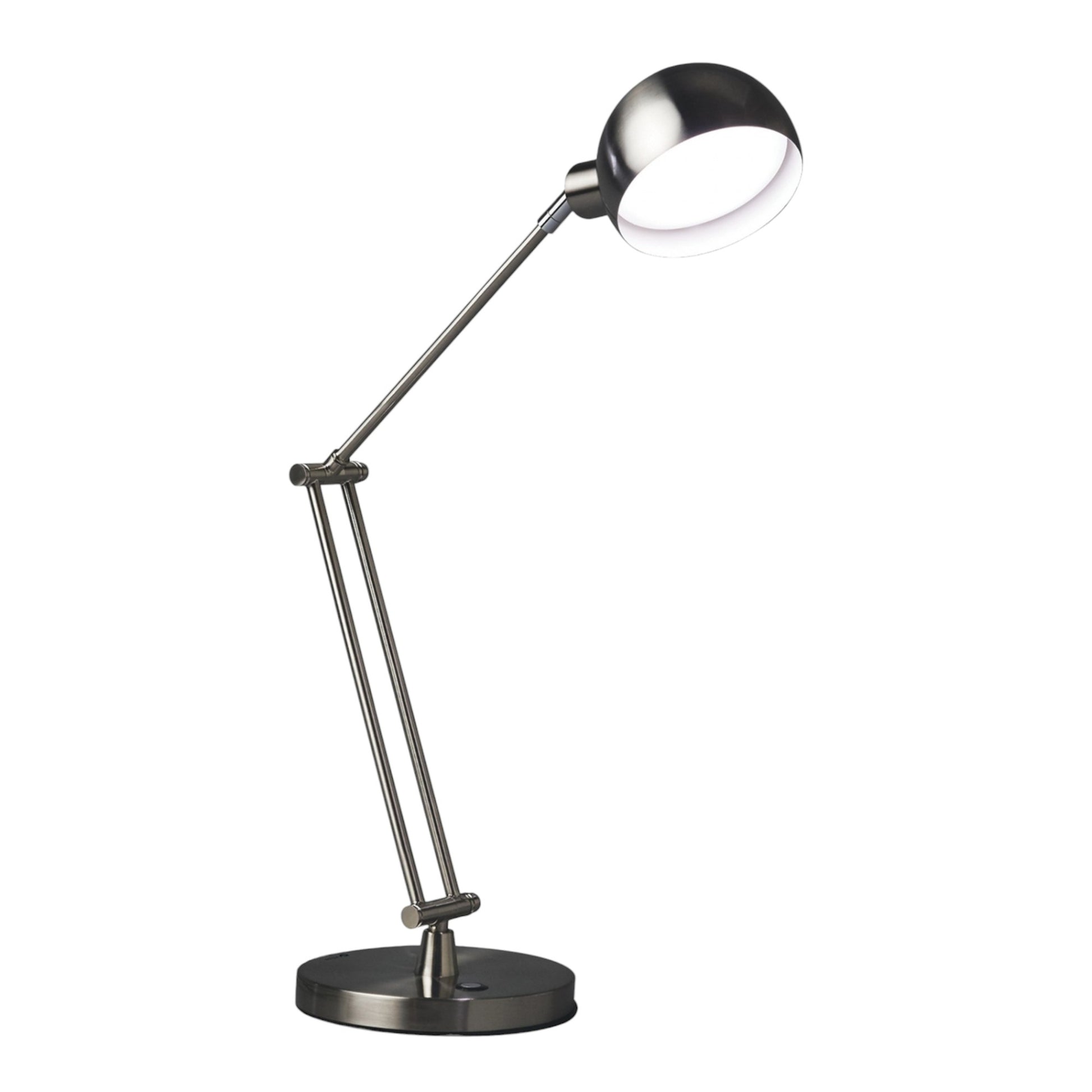 Nickel Metal Adjustable Swing Arm LED Desk Lamp With USB By Homeroots | Table Lamps | Modishstore - 6