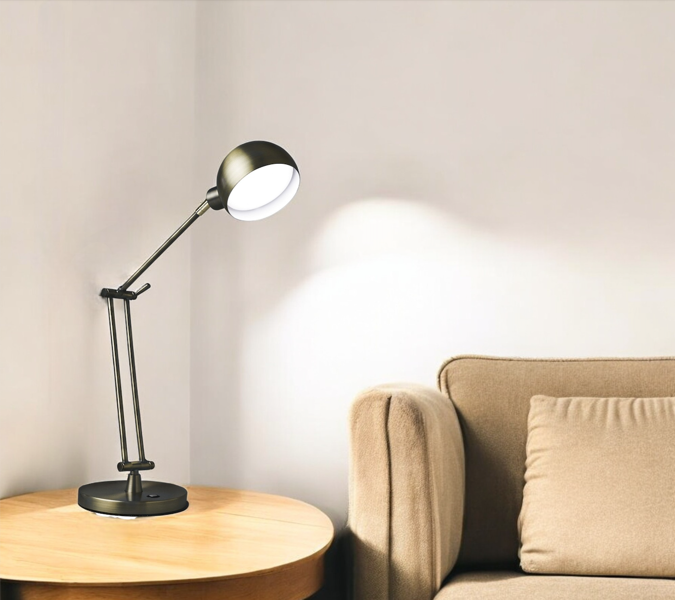 Antiqued Bronze Adjustable Swing Arm Desk Lamp USB With Antiqued Bronze Shade By Homeroots | Table Lamps | Modishstore - 7