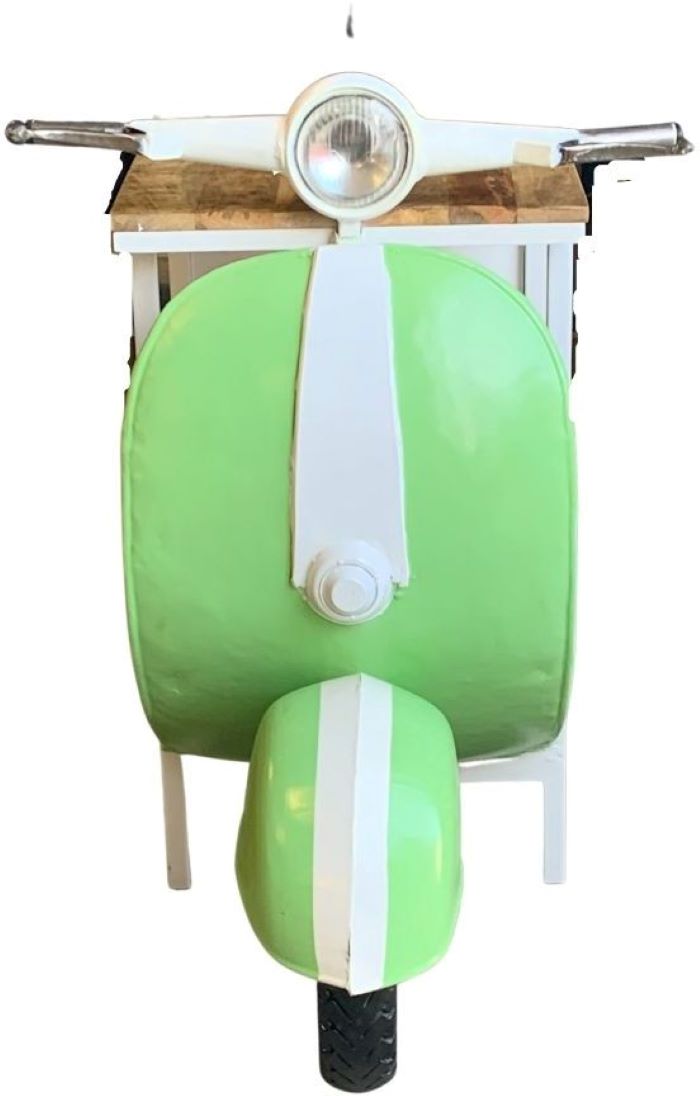 Green And White Novelty Scooter Open Cabinet with Two Shelves By Homeroots | Cabinets | Modishstore - 5