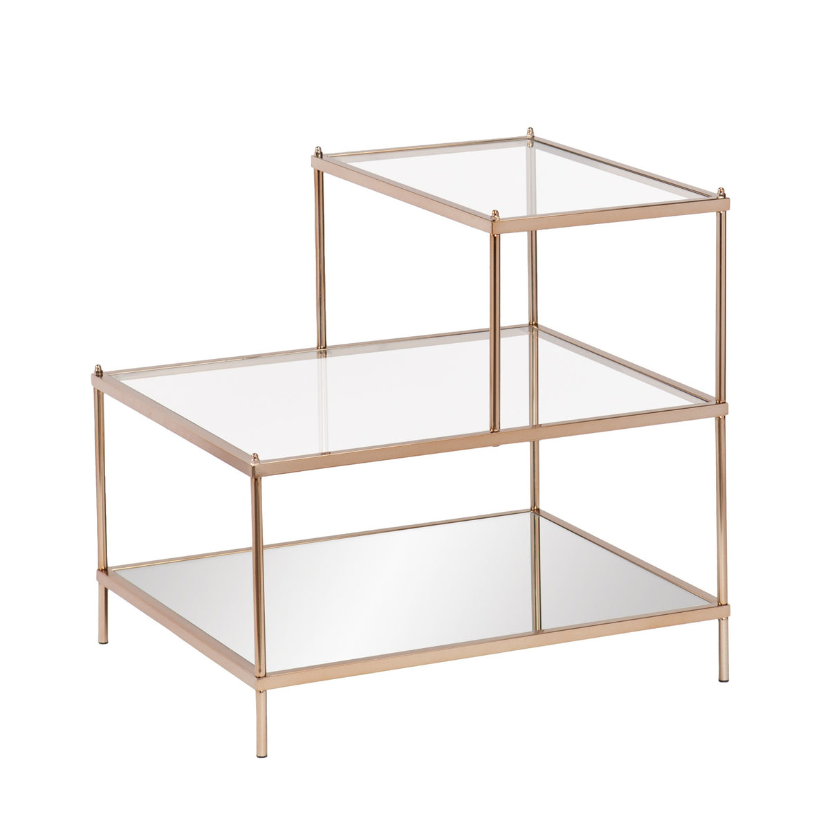 Gold And Clear Glass Tiered Rectangular End Table By Homeroots | End Tables | Modishstore - 2