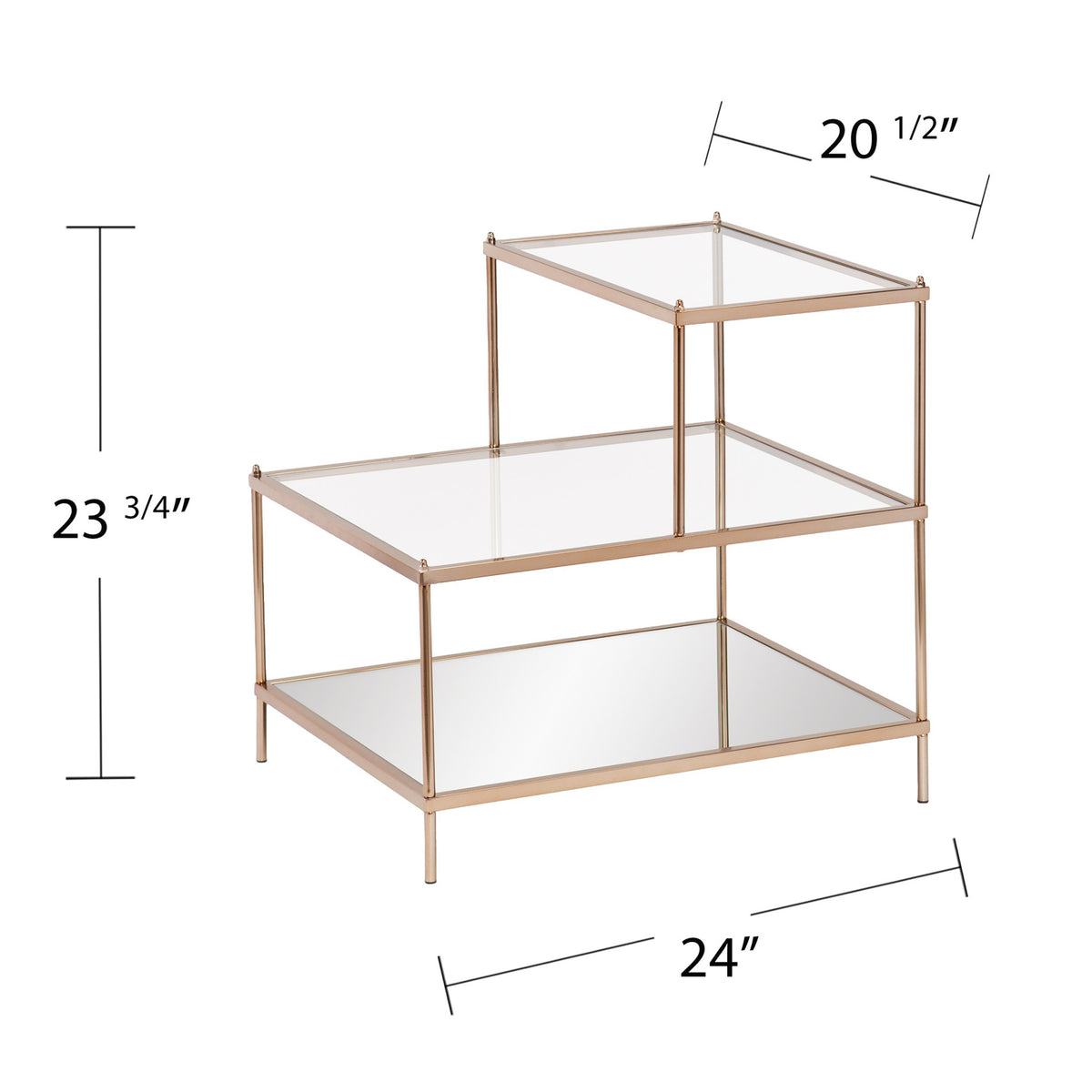 Gold And Clear Glass Tiered Rectangular End Table By Homeroots | End Tables | Modishstore - 7