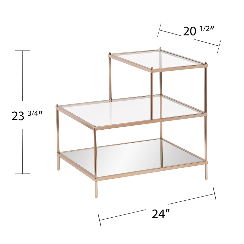 Gold And Clear Glass Tiered Rectangular End Table By Homeroots | End Tables | Modishstore - 7