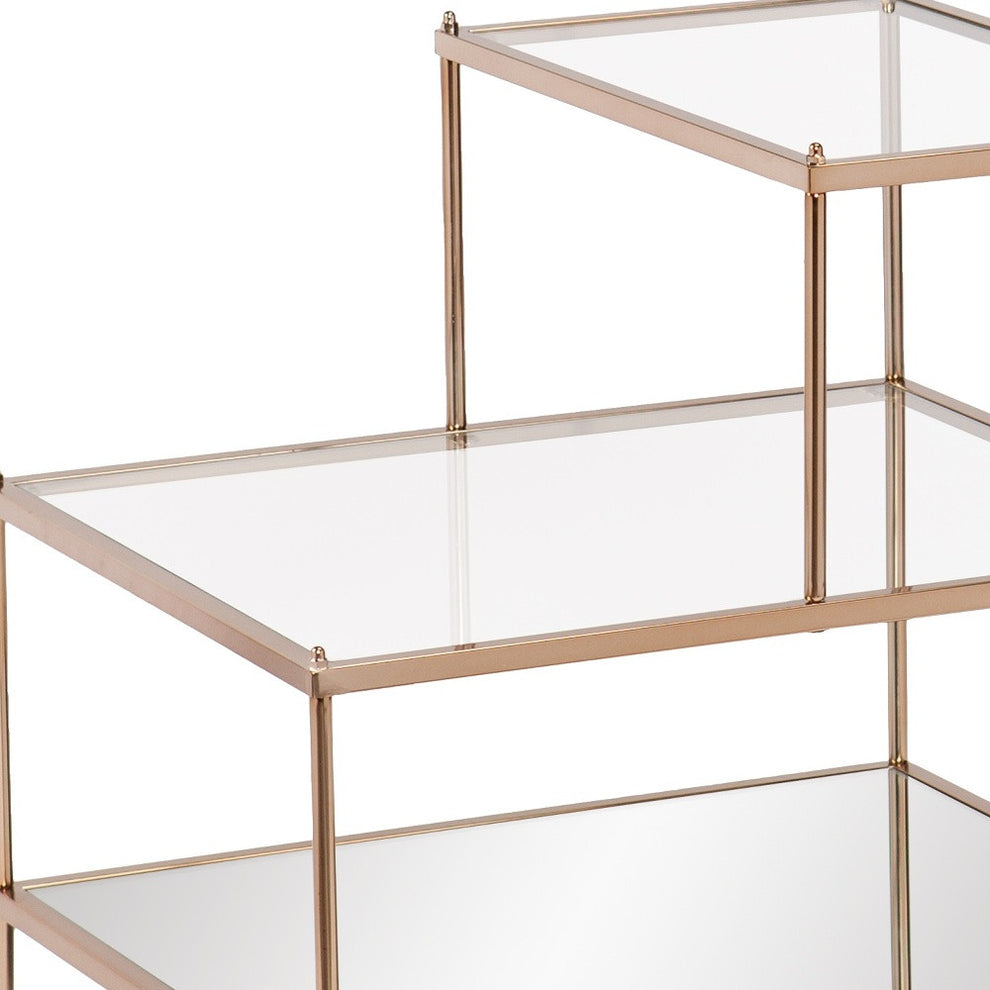 Gold And Clear Glass Tiered Rectangular End Table By Homeroots | End Tables | Modishstore - 3