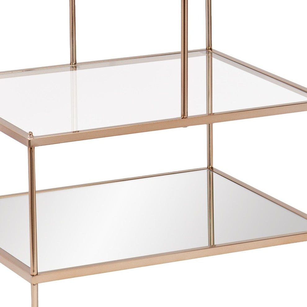 Gold And Clear Glass Tiered Rectangular End Table By Homeroots | End Tables | Modishstore - 5