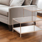 Gold And Clear Glass Tiered Rectangular End Table By Homeroots | End Tables | Modishstore - 1