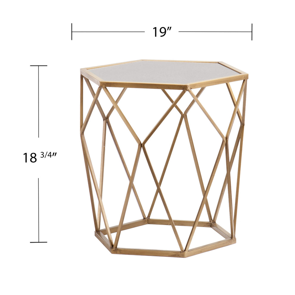 Gold And Reflective Glass Hexagon Mirrored End Table By Homeroots | End Tables | Modishstore - 5