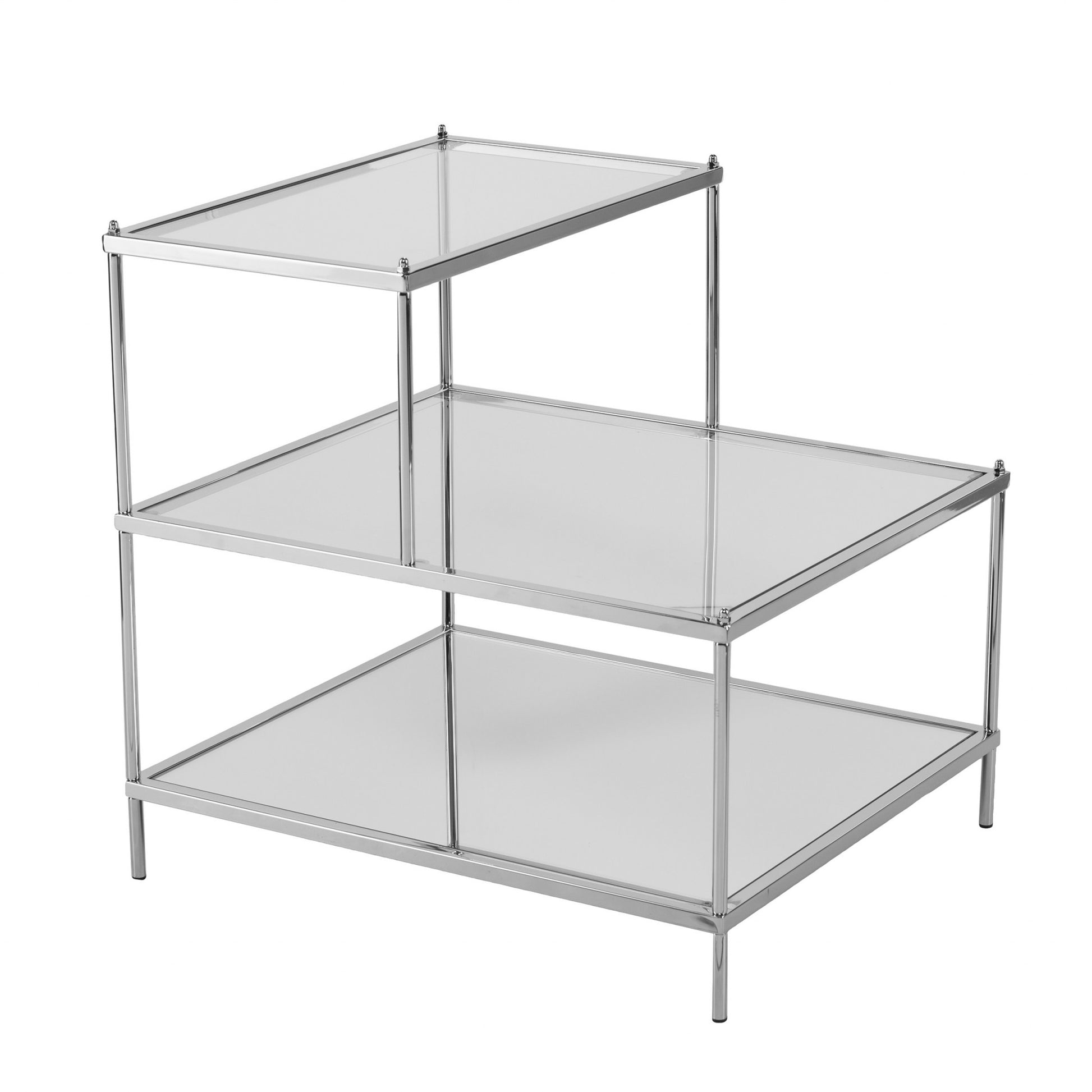 Silver And Clear Glass Mirrored End Table By Homeroots | End Tables | Modishstore - 1