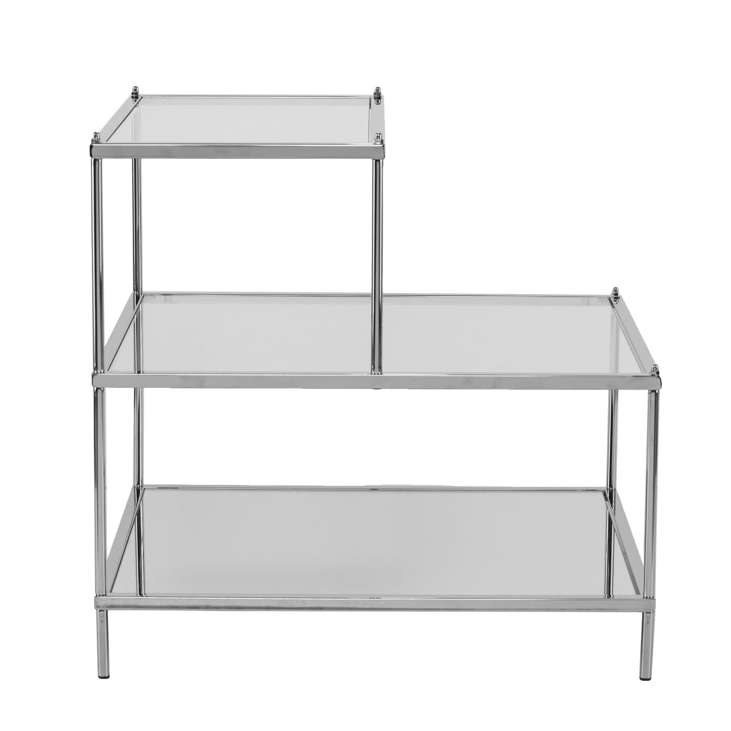 Silver And Clear Glass Mirrored End Table By Homeroots | End Tables | Modishstore - 3