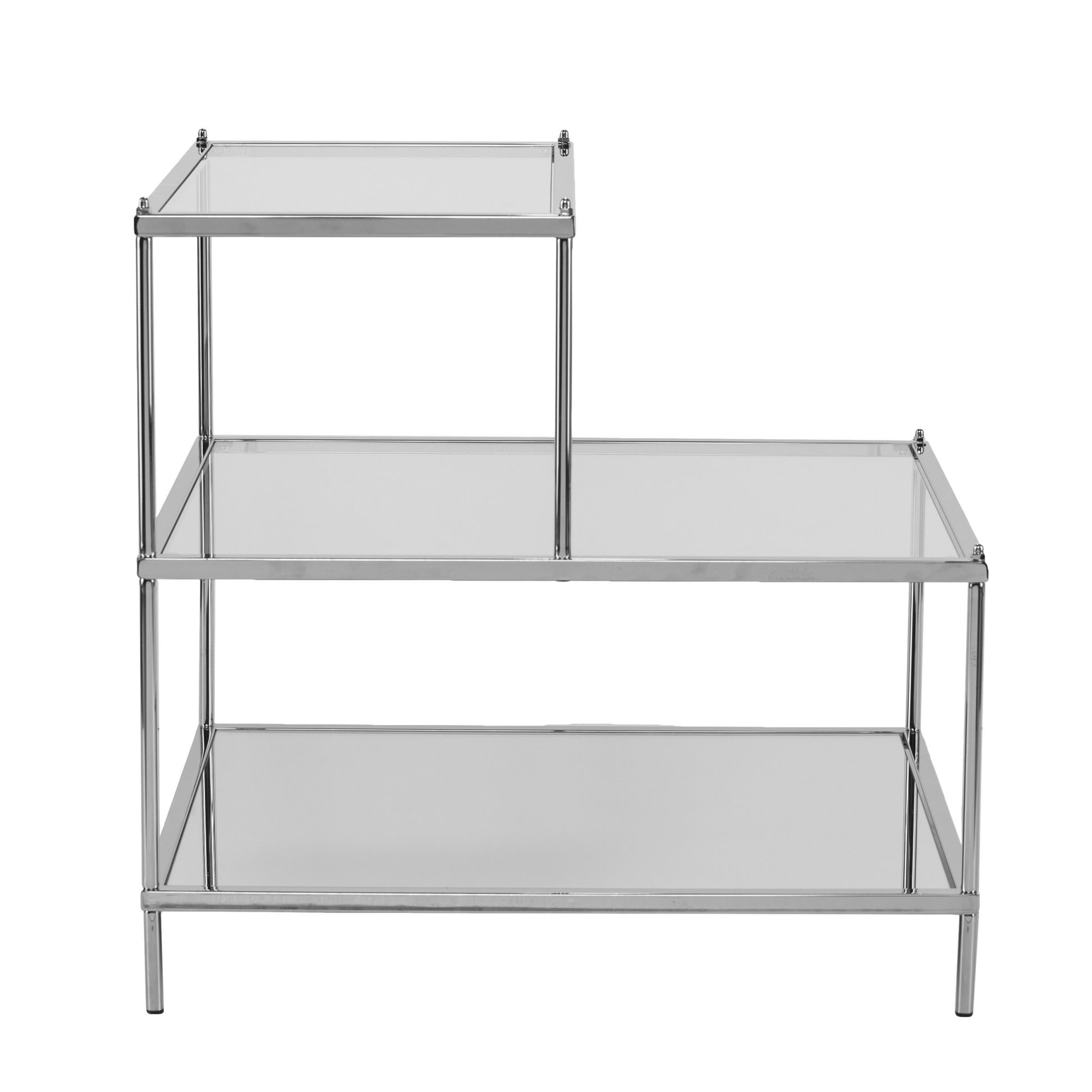 Silver And Clear Glass Mirrored End Table By Homeroots | End Tables | Modishstore - 4