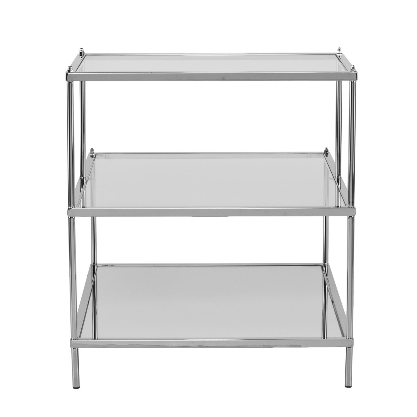 Silver And Clear Glass Mirrored End Table By Homeroots | End Tables | Modishstore - 5