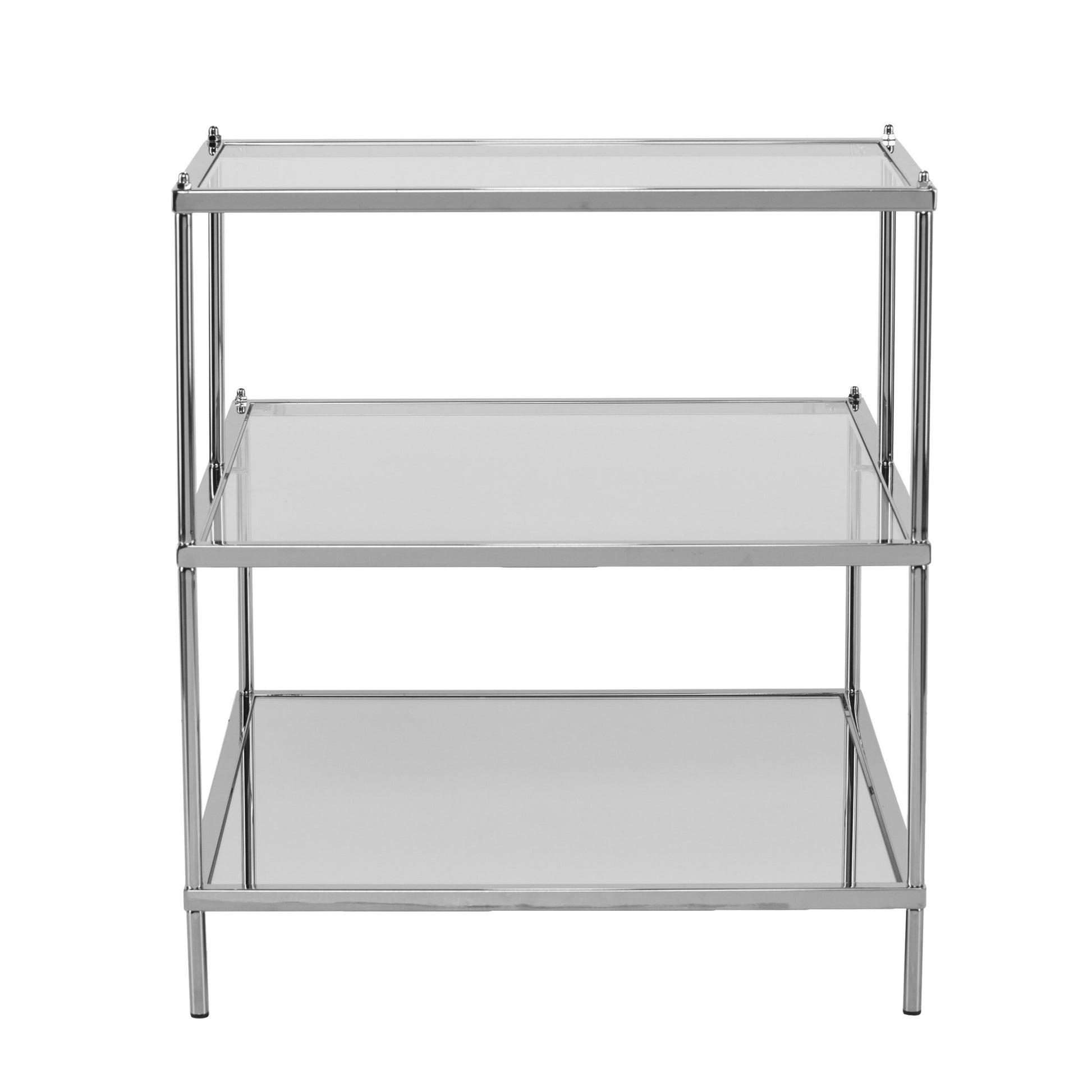 Silver And Clear Glass Mirrored End Table By Homeroots | End Tables | Modishstore - 5