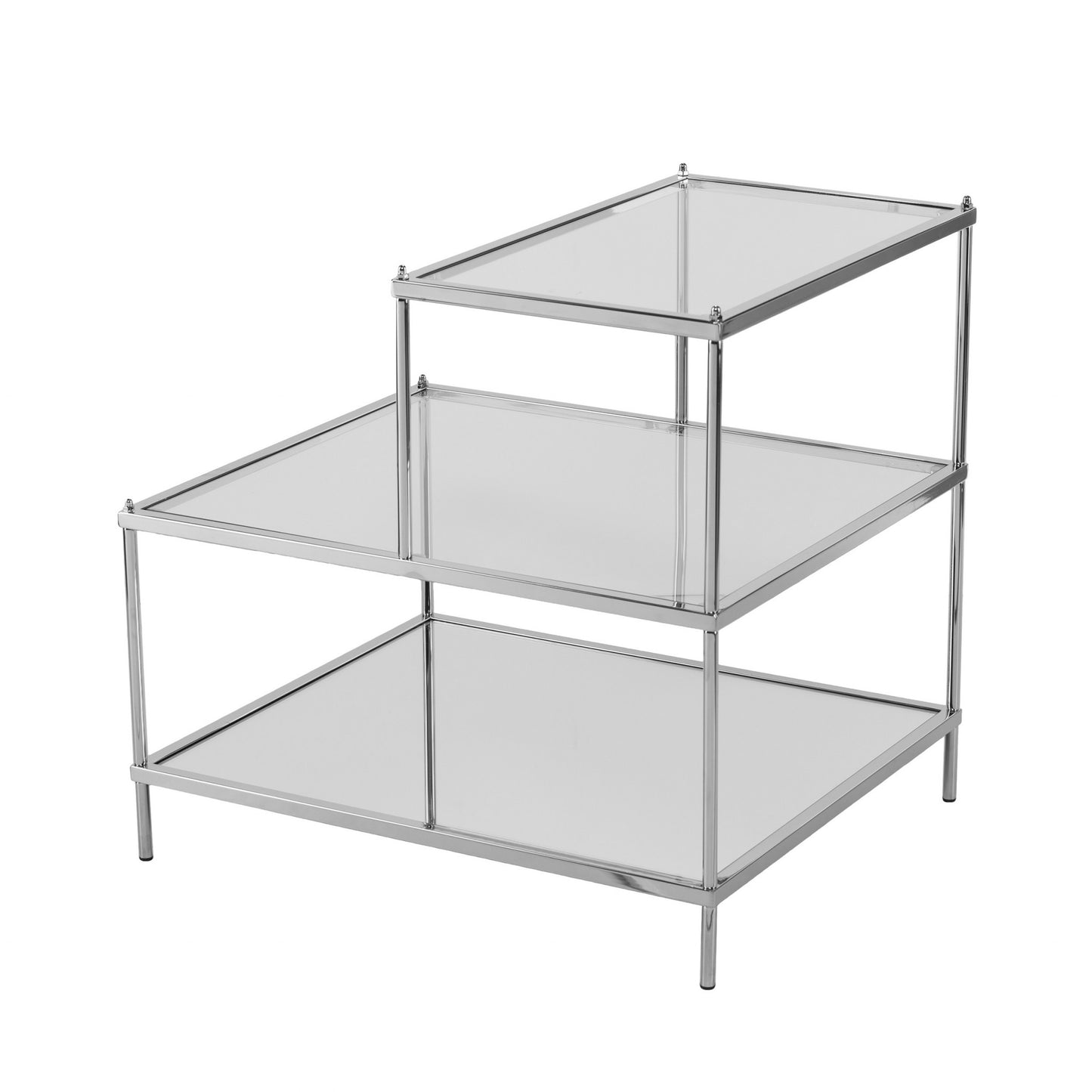 Silver And Clear Glass Mirrored End Table By Homeroots | End Tables | Modishstore - 6