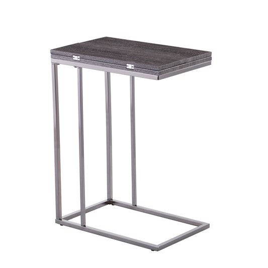 Silver And Gray Expandable Rectangular End Table By Homeroots | End Tables | Modishstore - 1