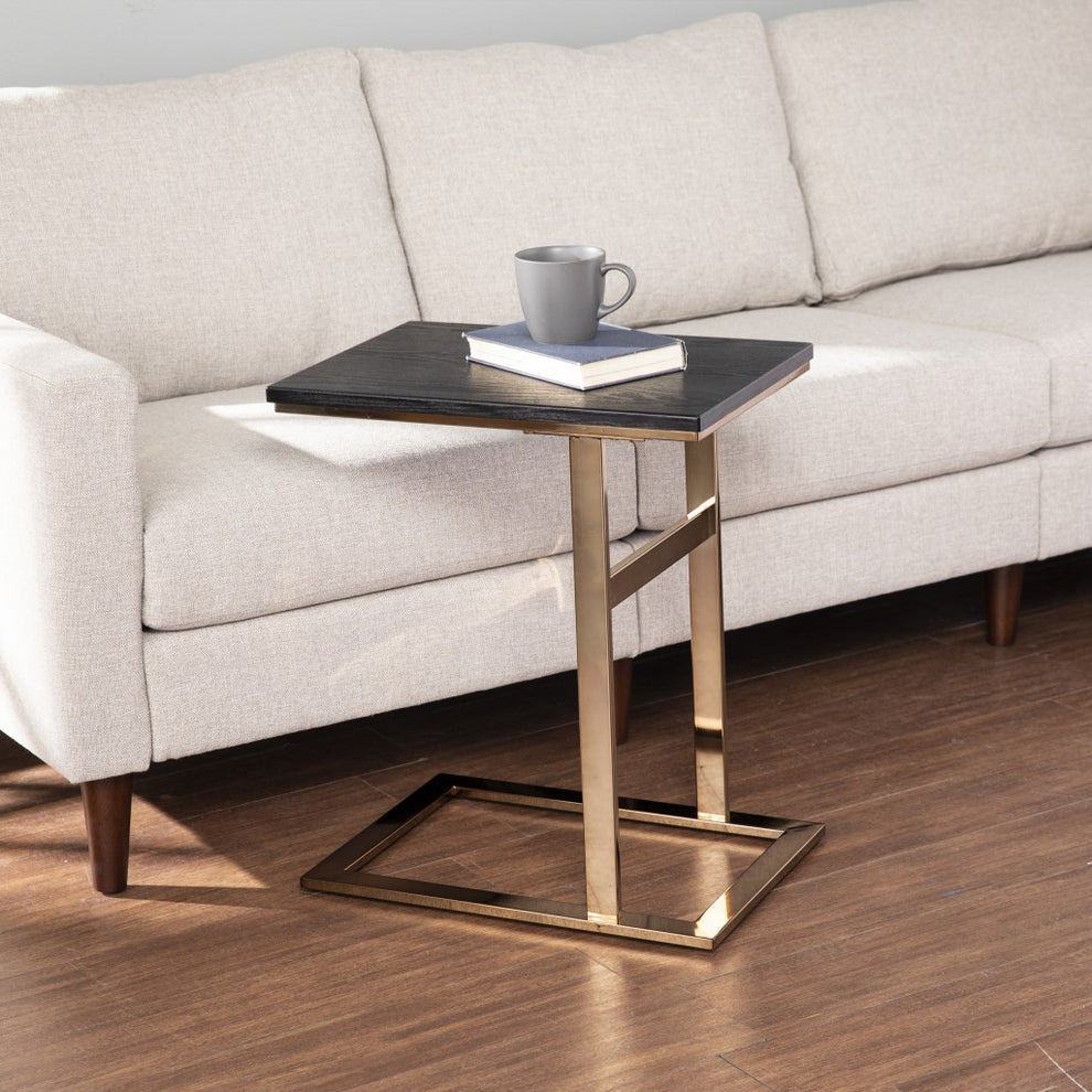 Gold And Black Contemporary Rectangular End Table By Homeroots | End Tables | Modishstore - 6