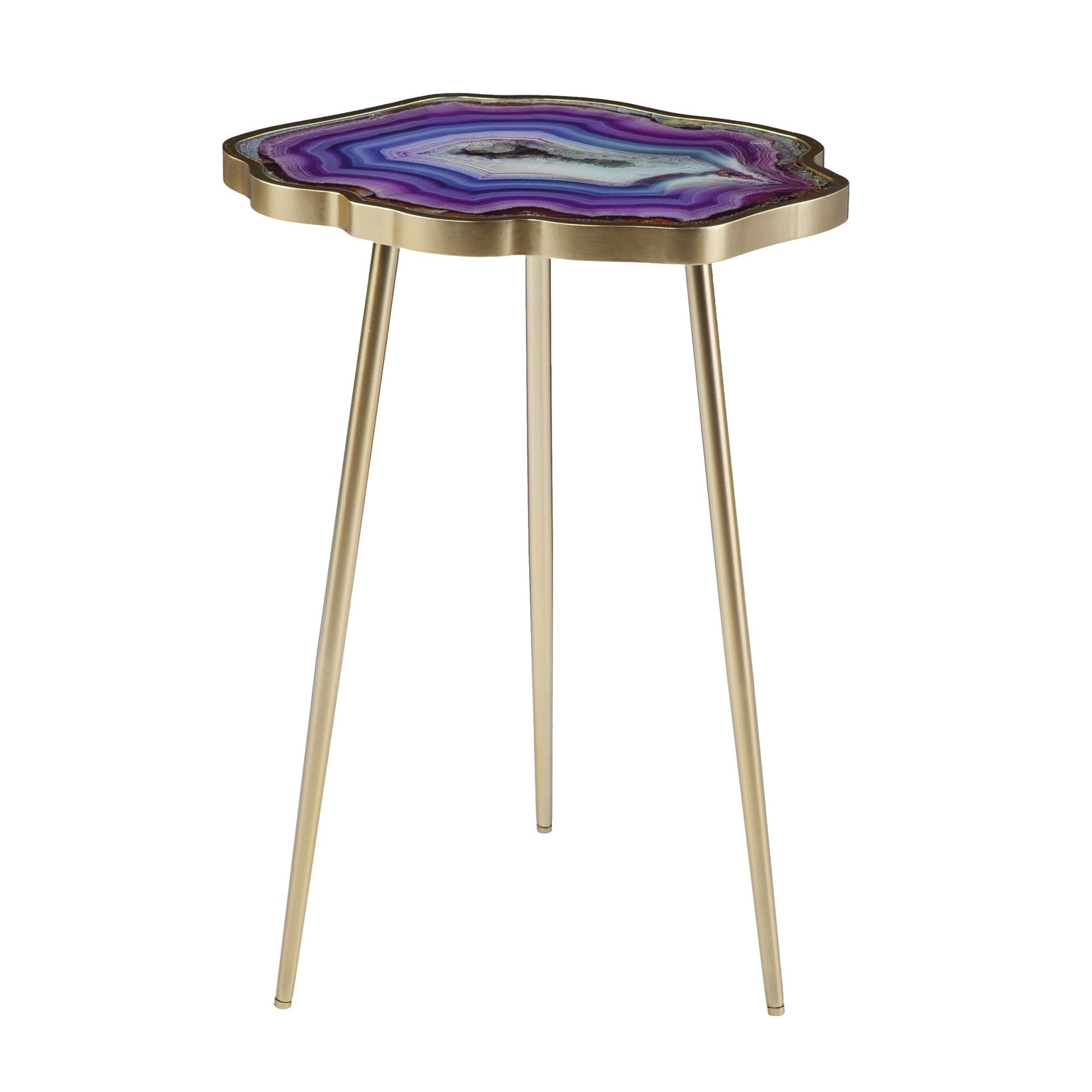 Gold And Shades Of Violet Faux Agate End Table By Homeroots | End Tables | Modishstore - 1