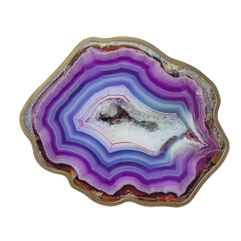 Gold And Shades Of Violet Faux Agate End Table By Homeroots | End Tables | Modishstore - 4