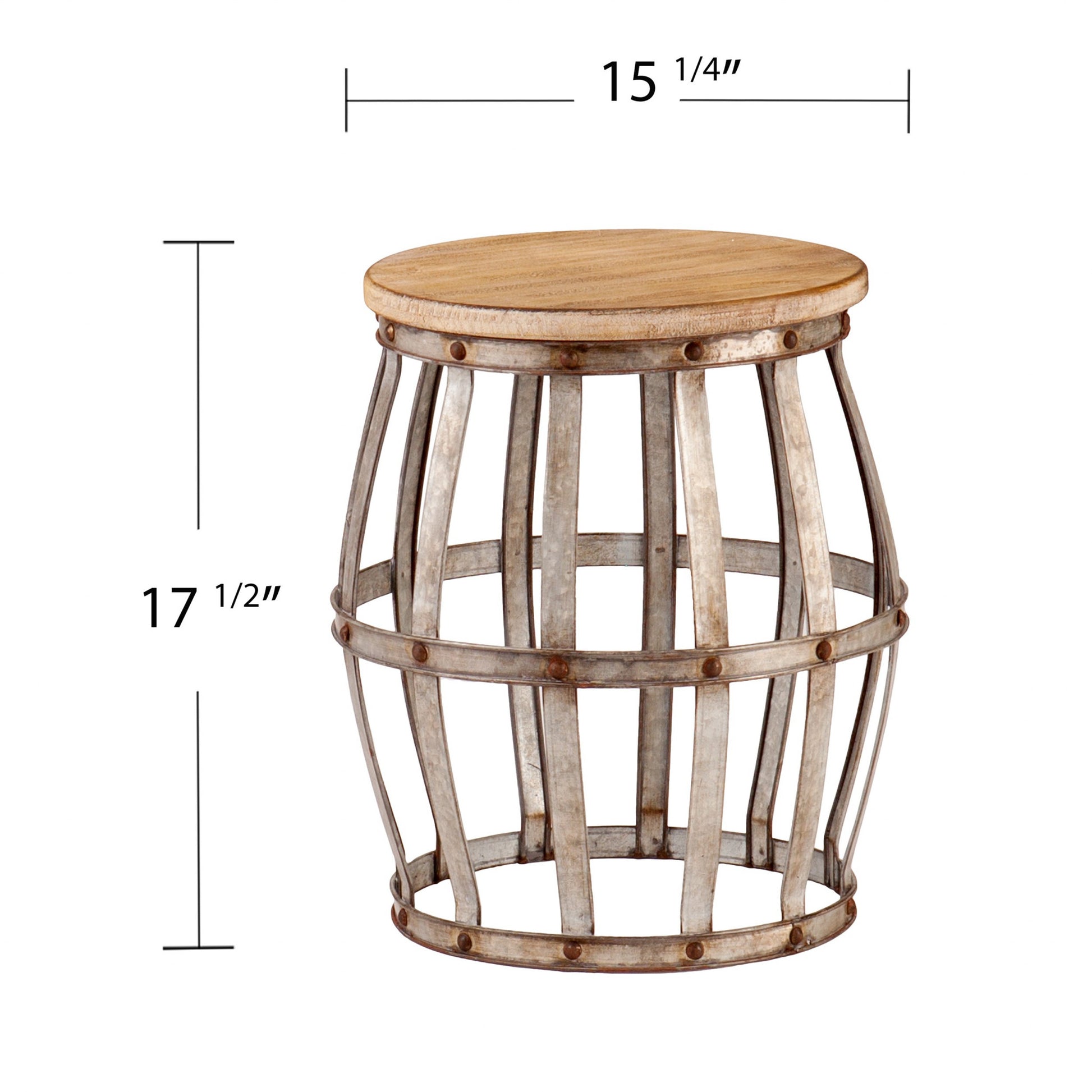 Silver And Natural Manufactured Wood Round End Table By Homeroots | End Tables | Modishstore - 2