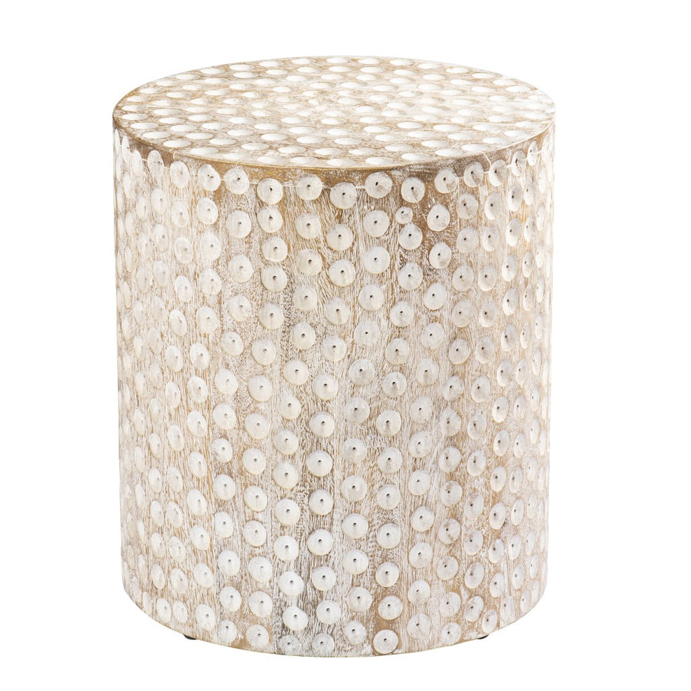 Washed White Solid Wood Round End Table By Homeroots | End Tables | Modishstore - 3