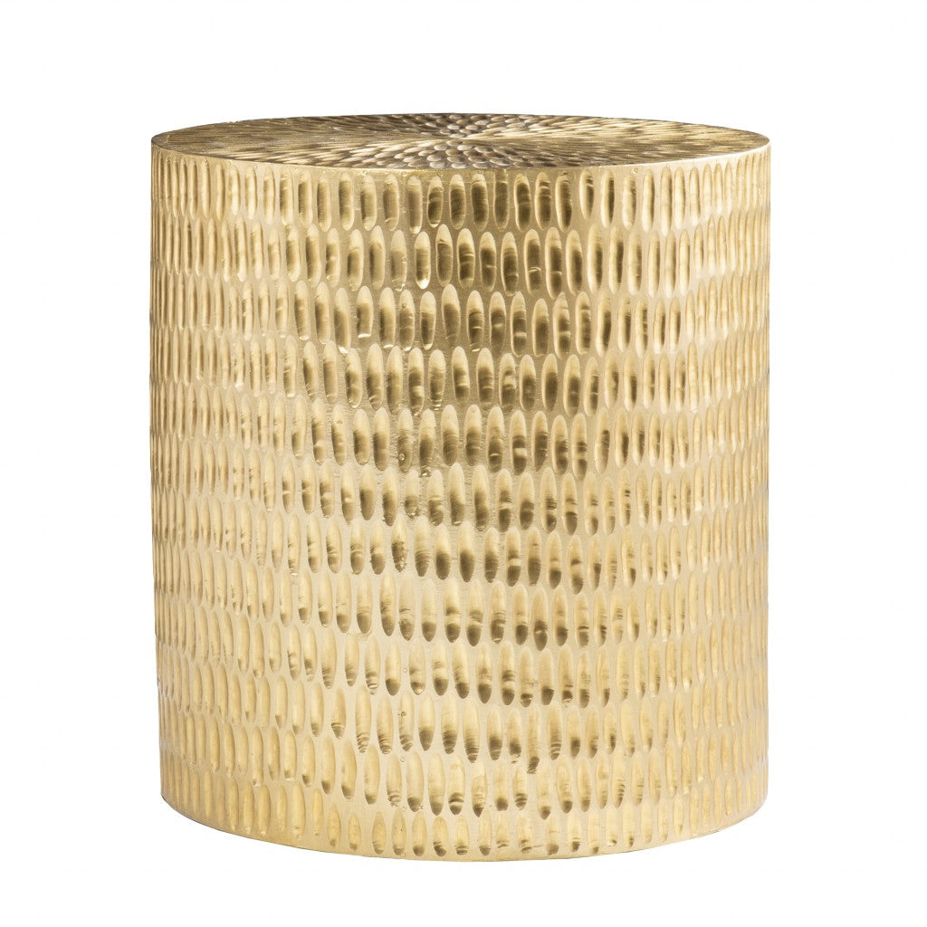 Gold Manufactured Wood And Solid Wood Round End Table By Homeroots | End Tables | Modishstore - 1