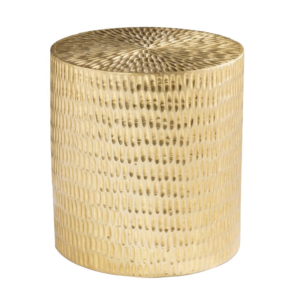 Gold Manufactured Wood And Solid Wood Round End Table By Homeroots | End Tables | Modishstore - 2