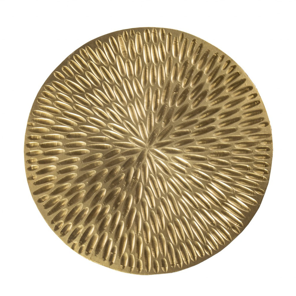 Gold Manufactured Wood And Solid Wood Round End Table By Homeroots | End Tables | Modishstore - 3
