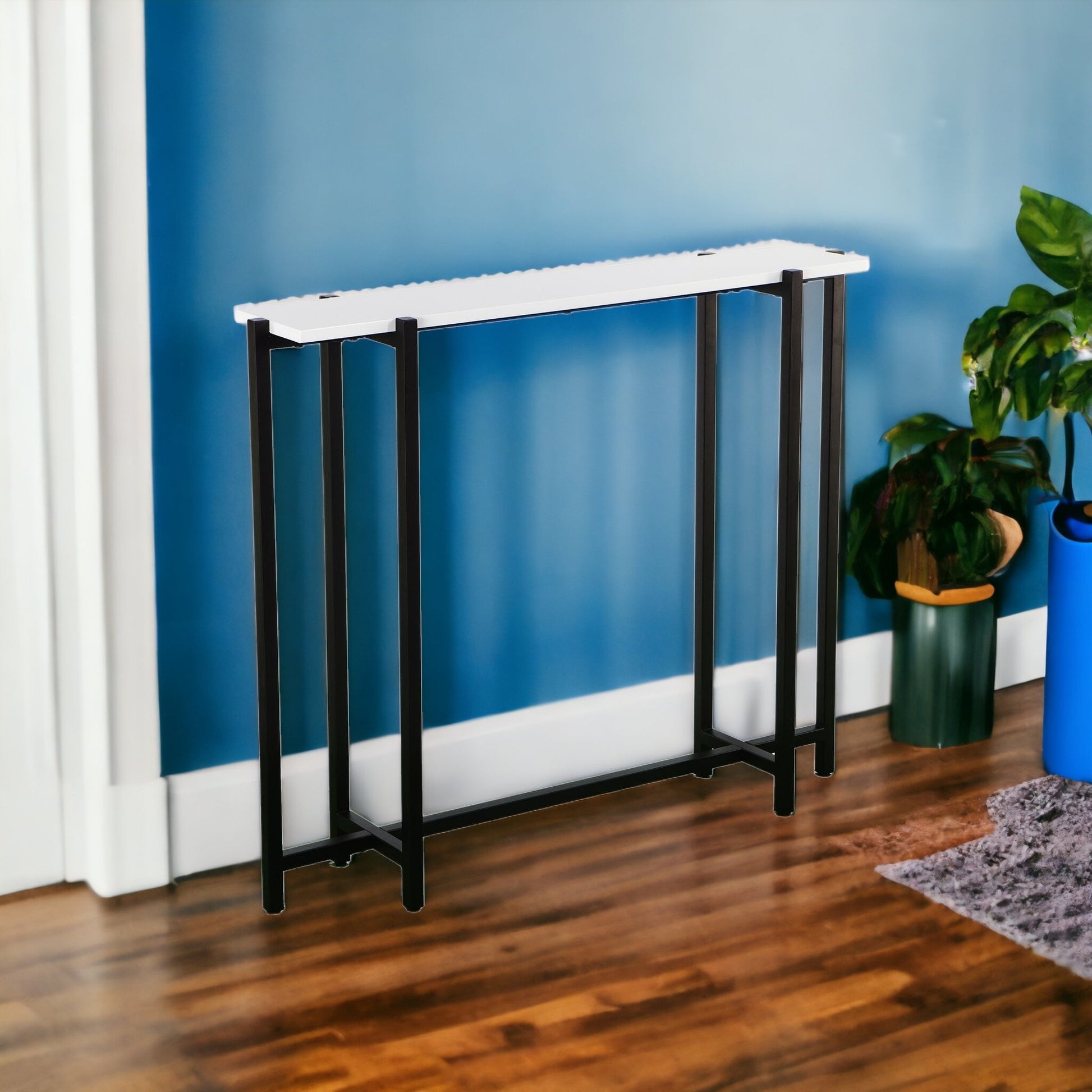 White and Black Frame Console Table By Homeroots | Console Tables | Modishstore - 8