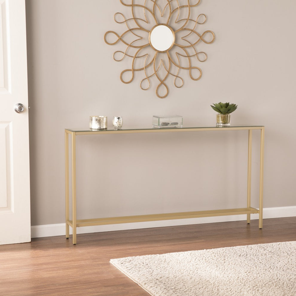 Silver and Gold Mirrored Glass Console Table By Homeroots | Console Tables | Modishstore - 6