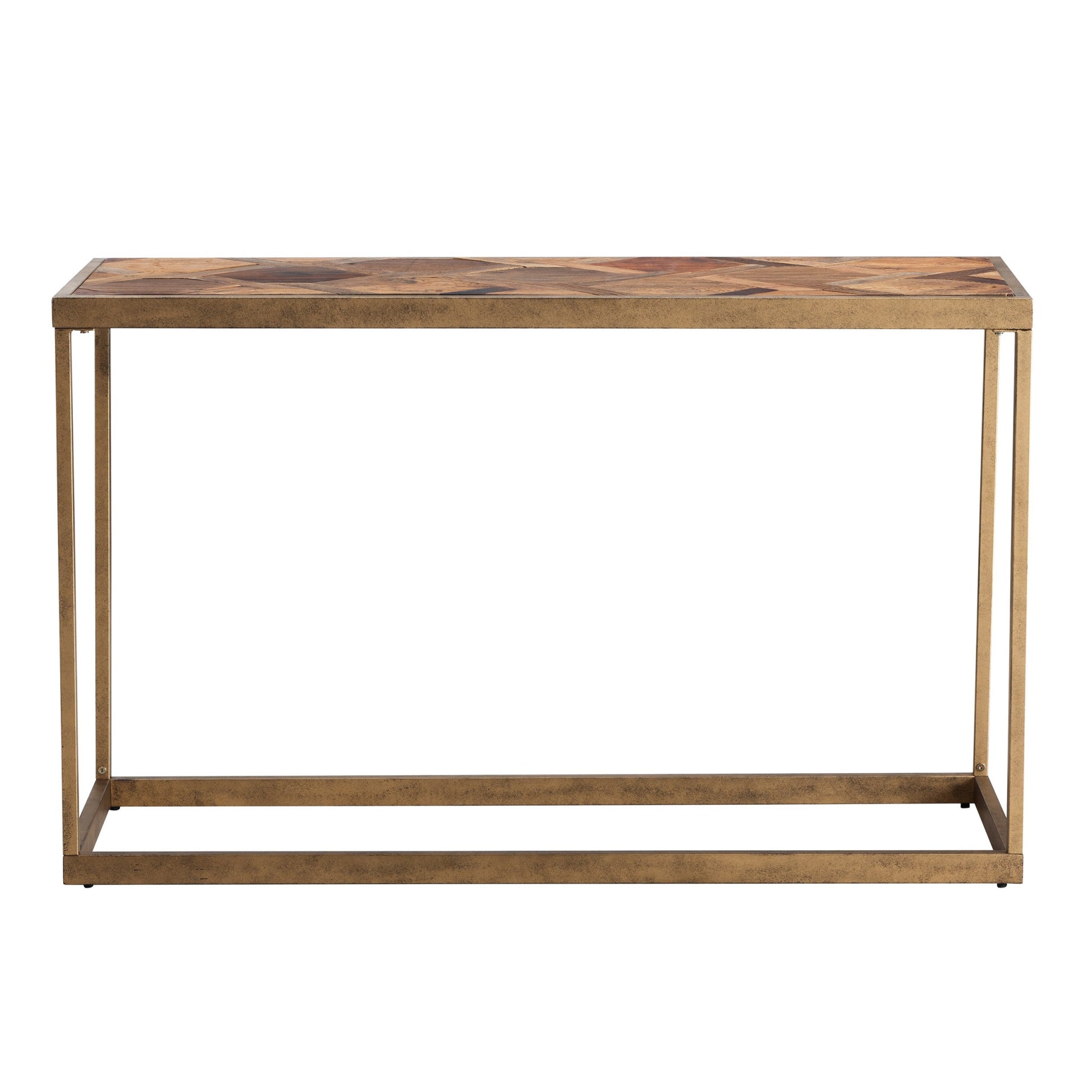 Natural and Brass Reclaimed Wood Frame Console Table By Homeroots | Console Tables | Modishstore - 3
