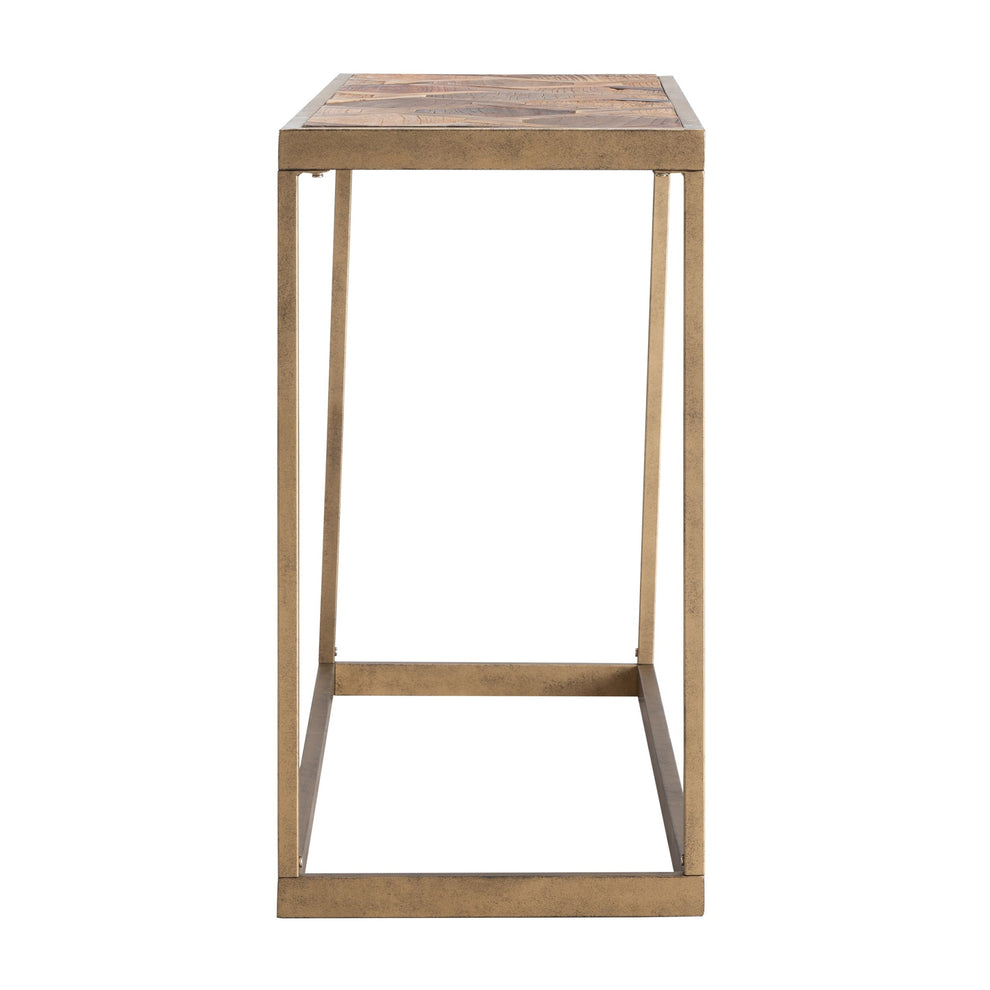 Natural and Brass Reclaimed Wood Frame Console Table By Homeroots | Console Tables | Modishstore - 4