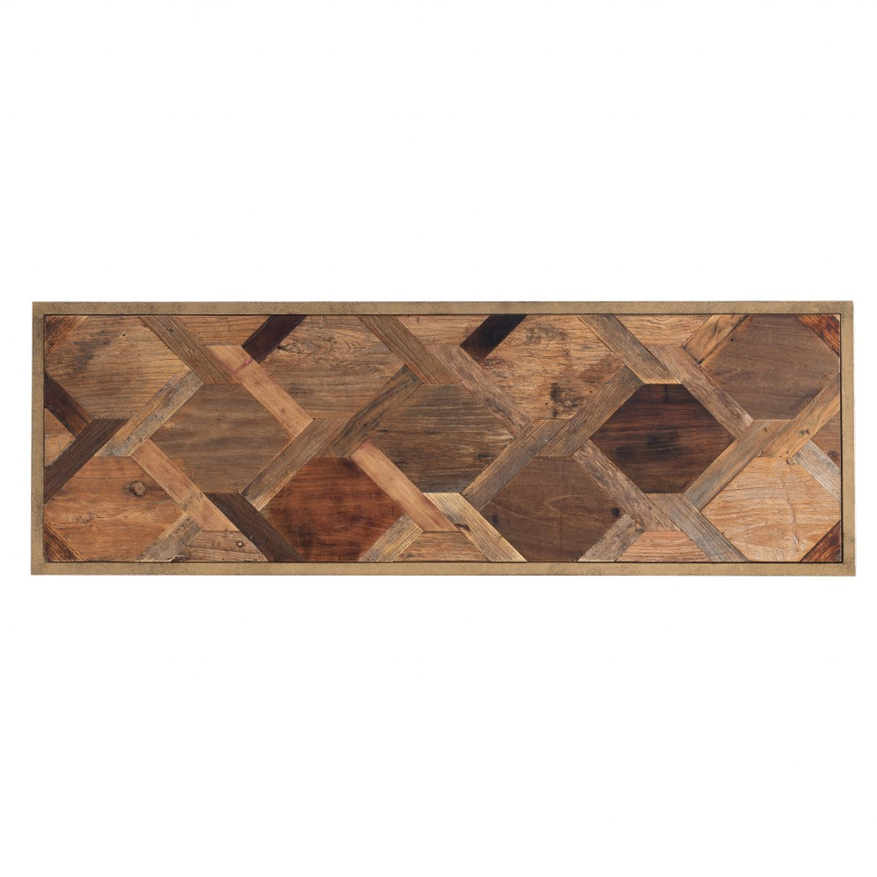 Natural and Brass Reclaimed Wood Frame Console Table By Homeroots | Console Tables | Modishstore - 5
