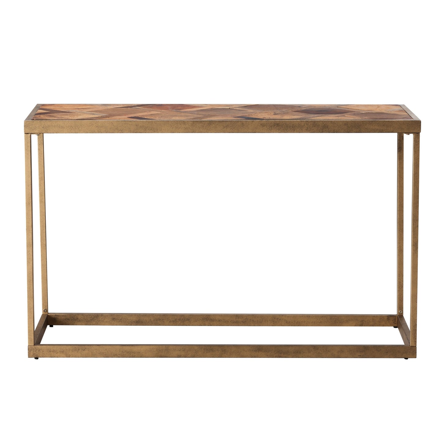 Natural and Brass Reclaimed Wood Frame Console Table By Homeroots | Console Tables | Modishstore - 8