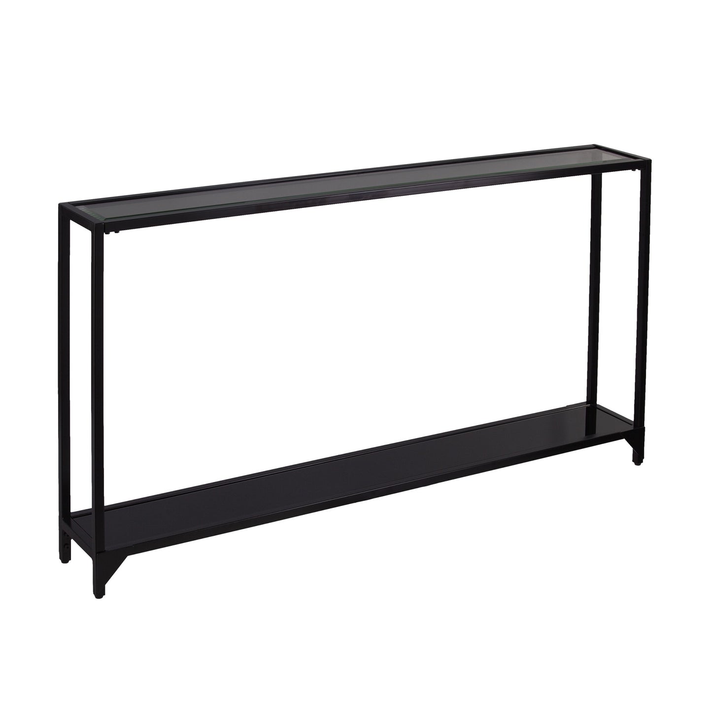 Clear and Black Glass Frame Console Table With Shelves By Homeroots | Console Tables | Modishstore - 3