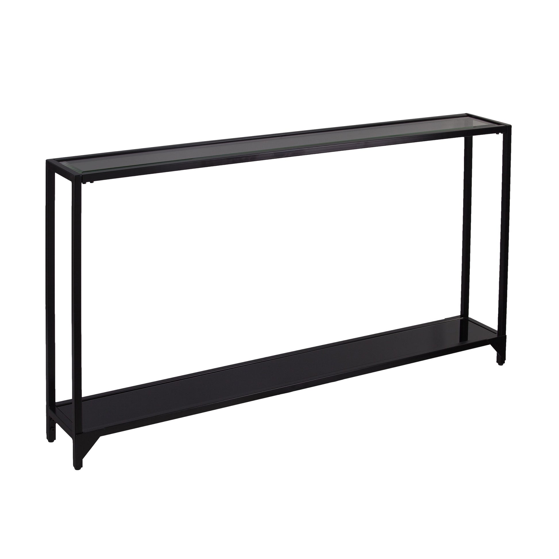 Clear and Black Glass Frame Console Table With Shelves By Homeroots | Console Tables | Modishstore - 3