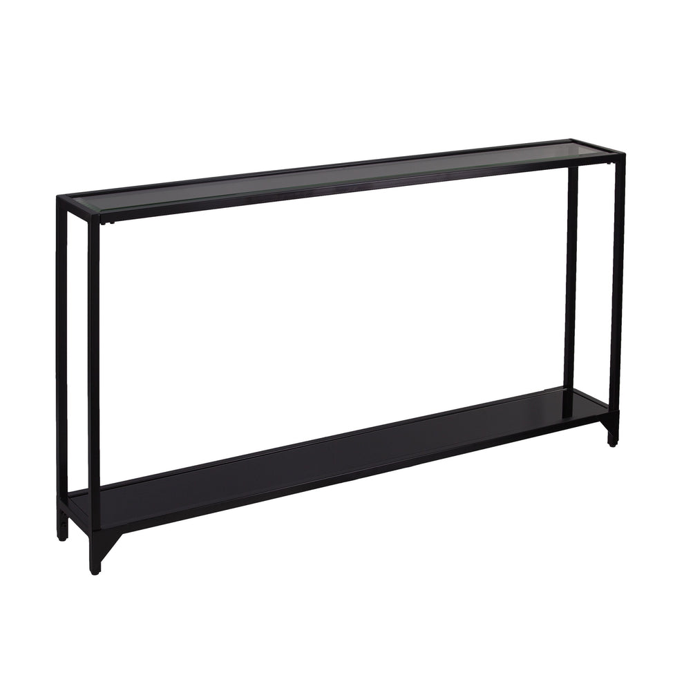 Clear and Black Glass Frame Console Table With Shelves By Homeroots | Console Tables | Modishstore - 3