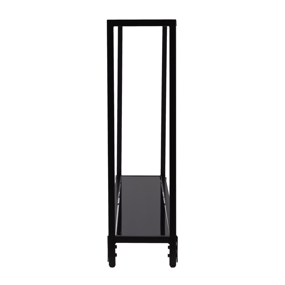 Clear and Black Glass Frame Console Table With Shelves By Homeroots | Console Tables | Modishstore - 4