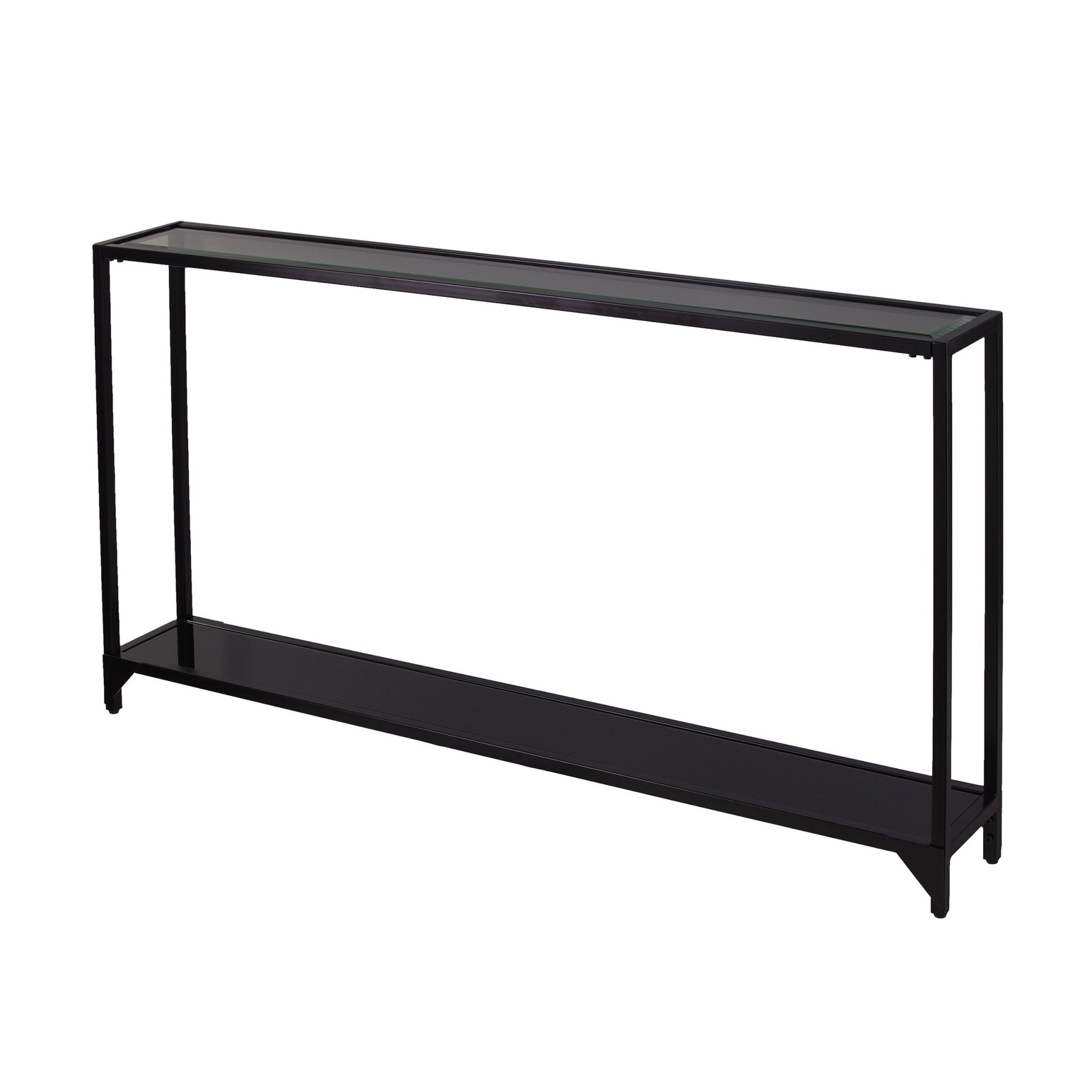 Clear and Black Glass Frame Console Table With Shelves By Homeroots | Console Tables | Modishstore - 5