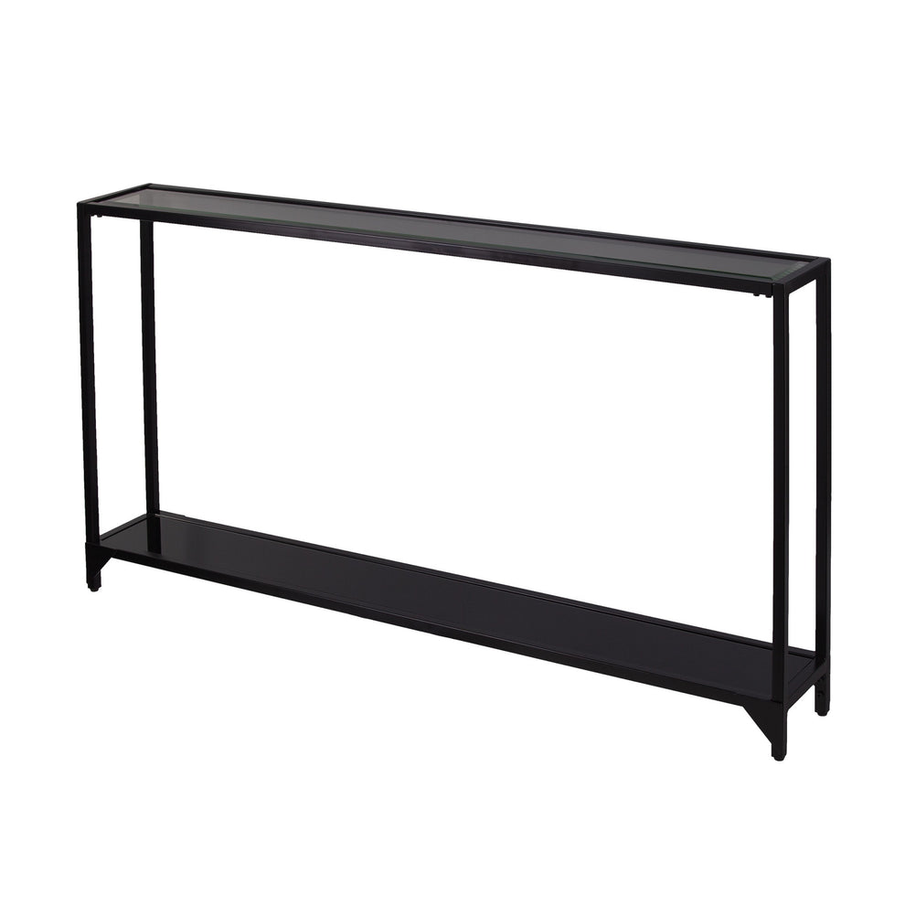 Clear and Black Glass Frame Console Table With Shelves By Homeroots | Console Tables | Modishstore - 5