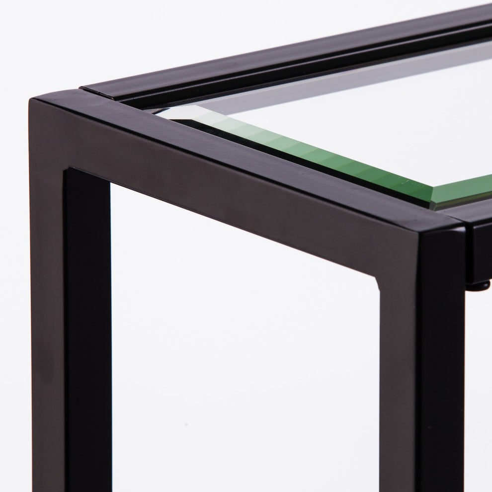 Clear and Black Glass Frame Console Table With Shelves By Homeroots | Console Tables | Modishstore - 7